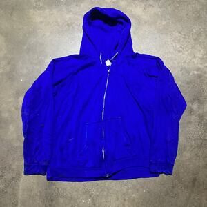 Vintage 70s Challenger Blue Blank Acrylic Zip Up Hoodie